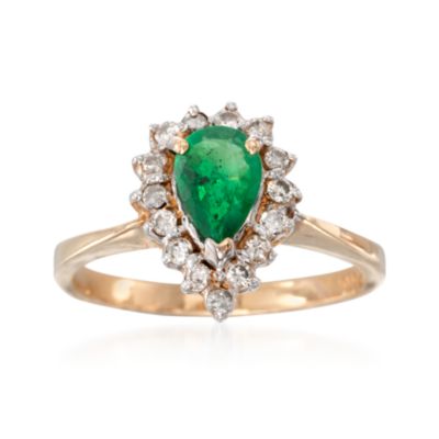 C. 1980 Vintage .55 Carat Emerald and .20 ct. t.w. Diamond Ring in 14kt Yellow Gold. Size 6.25 &mdash; Alt Image 1