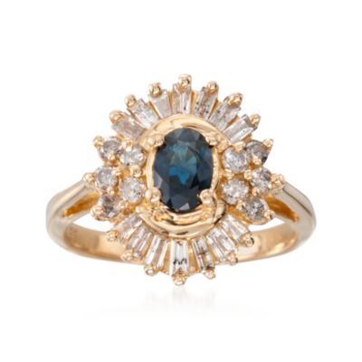C. 1980 Vintage .60 Carat Sapphire and .75 ct. t.w. Diamond Ring in 14kt White Gold. Size 5.75 &mdash; Alt Image 1