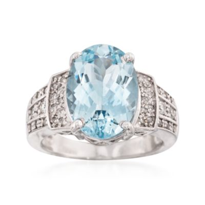 4.50 Carat Aquamarine and Diamond Ring in 14kt White Gold &mdash; Alt Image 1
