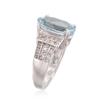 4.50 Carat Aquamarine and Diamond Ring in 14kt White Gold &mdash; Alt Image 3