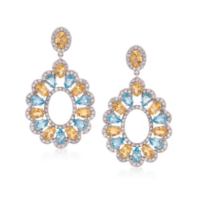 17.95 ct. t.w. Citrine and Blue Topaz Drop Earrings &mdash; Alt Image 1