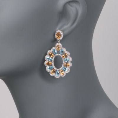 17.95 ct. t.w. Citrine and Blue Topaz Drop Earrings &mdash; Alt Image 2