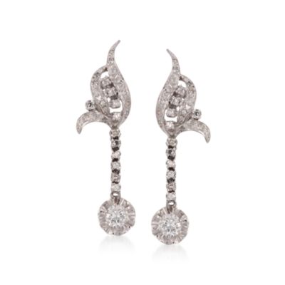 C. 1970 Vintage 2.00 ct. t.w. Diamond Drop Earrings in 14kt White Gold &mdash; Alt Image 1