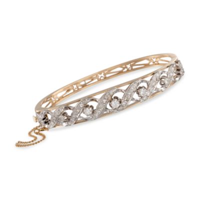 C. 1970 Vintage 1.60 ct. t.w. Diamond Bangle Bracelet in 14kt Yellow Gold. 7" &mdash; Alt Image 1