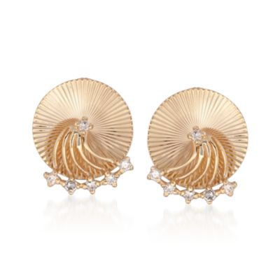 C. 1950 Vintage .35 ct. t.w. Diamond Swirl Earrings in 14kt Yellow Gold &mdash; Alt Image 1