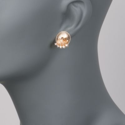 C. 1950 Vintage .35 ct. t.w. Diamond Swirl Earrings in 14kt Yellow Gold &mdash; Alt Image 2