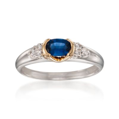 C. 1990 Vintage .50 Carat Sapphire and .15 ct. t.w. Diamond Ring in 14kt Two-Tone Gold. Size 7 &mdash; Alt Image 1