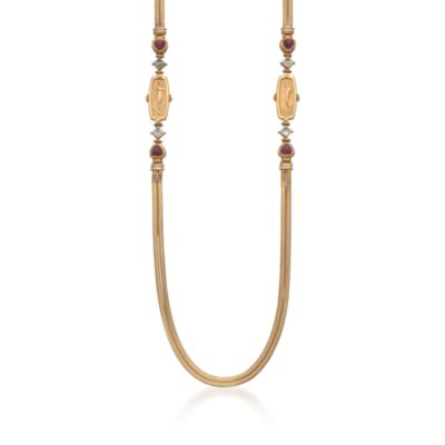 C. 1980 Vintage Seidengang 10.70 ct. t.w. Multi-Gem and .50 ct. t.w. Diamond Necklace in 18kt Yellow Gold. 35" &mdash; Alt Image 1
