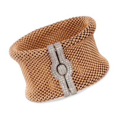 C. 1990 Vintage 1.90 ct. t.w. Diamond Mesh Bracelet in 14kt Two-Tone Gold. 6.25" &mdash; Alt Image 1