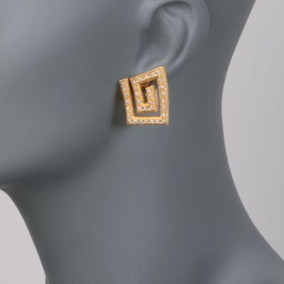 C. 1970 Vintage Lalaounis 1.50 ct. t.w. Greek Key Design Diamond Earrings in 18kt Yellow Gold &mdash; Alt Image 2