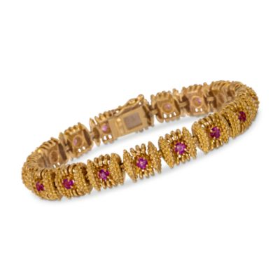 C. 1990 Vintage Tiffany Jewelry 2.70 ct. t.w. Pink Sapphire Bracelet in 18kt Yellow Gold. 7" &mdash; Alt Image 1