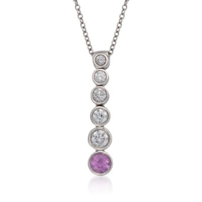 C. 2002 Vintage Tiffany Jewelry .40 ct. t.w. Diamond and .35 Carat Pink Sapphire Necklace in Platinum. 16" &mdash; Alt Image 1