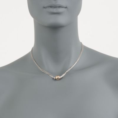 .10 ct. t.w. Diamond Beaded Multi-Strand Necklace in Two-Tone. 16" &mdash; Alt Image 2