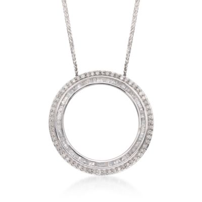 1.00 ct. t.w. Diamond Open Circle Pendant Necklace in 14kt White Gold. 16" &mdash; Alt Image 1