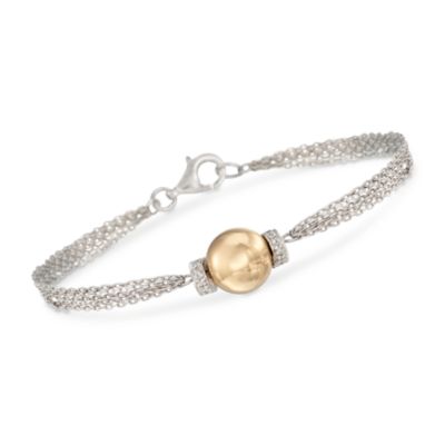 .10 ct. t.w. Diamond Beaded Multi-Strand Bracelet in Two-Tone. 7.5" &mdash; Alt Image 1