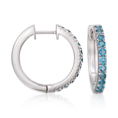 1.10 ct. t.w. London Blue Topaz Hoop Earrings in Sterling Silver &mdash; Alt Image 1