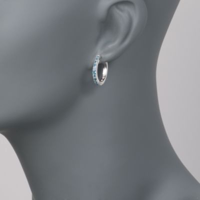 1.10 ct. t.w. London Blue Topaz Hoop Earrings in Sterling Silver &mdash; Alt Image 2