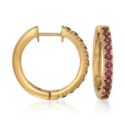 1.10 ct. t.w. Rhodolite Hoop Earrings in 14kt Over Sterling &mdash; Alt Image 1