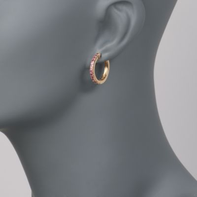 1.10 ct. t.w. Rhodolite Hoop Earrings in 14kt Over Sterling &mdash; Alt Image 2