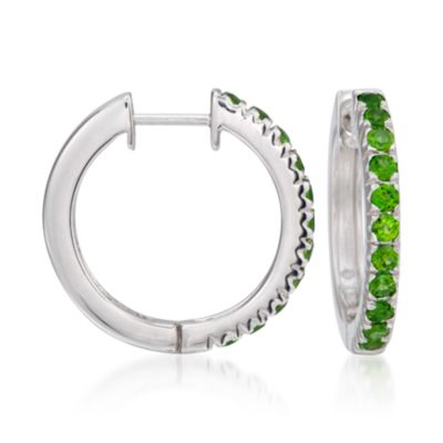 1.10 ct. t.w. Diopside Hoop Earrings in Sterling Silver &mdash; Alt Image 1