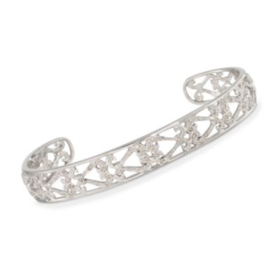 .25 ct. t.w. Diamond Cuff Bracelet in Sterling Silver. 7" &mdash; Alt Image 1