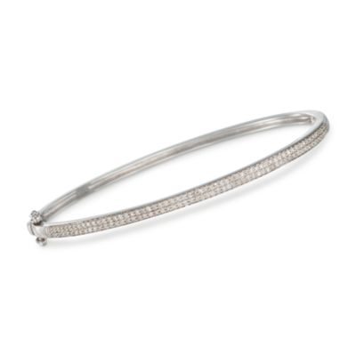 .55 ct. t.w. Pave Diamond Bangle Bracelet in Sterling Silver. 7" &mdash; Alt Image 1