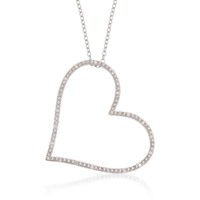.10 ct. t.w. Diamond Open Heart Pendant Necklace in Sterling Silver. 18" &mdash; Alt Image 1