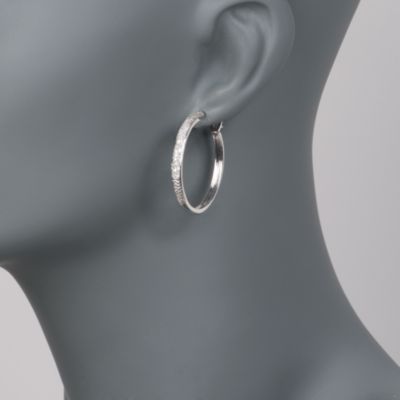 .50 ct. t.w. Diamond Hoop Earrings in Sterling Silver &mdash; Alt Image 2