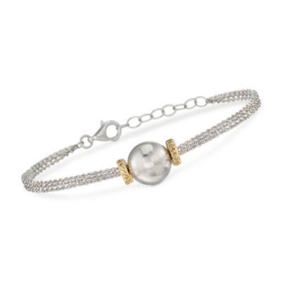 .10 ct. t.w. Diamond Beaded Multi-Strand Bracelet in Two-Tone. 7" &mdash; Alt Image 1