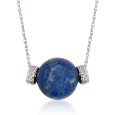 Lapis and .10 ct. t.w. Diamond Necklace in Sterling Silver. 16" &mdash; Alt Image 1