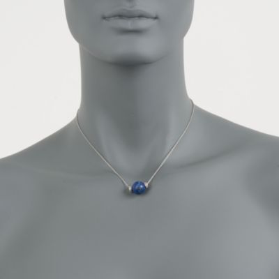 Lapis and .10 ct. t.w. Diamond Necklace in Sterling Silver. 16" &mdash; Alt Image 2