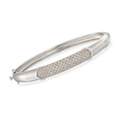 1.00 ct. t.w. Diamond Bangle Bracelet in Sterling Silver. 7" &mdash; Alt Image 1