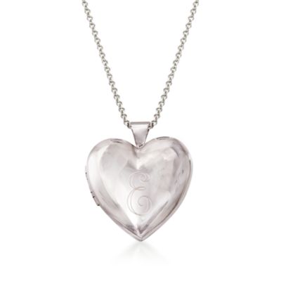 Engravable Heart Locket Pendant Necklace in Sterling Silver &mdash; Alt Image 1