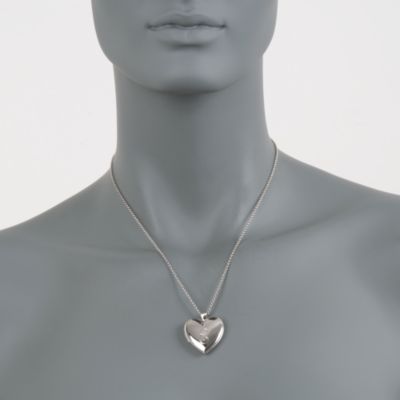 Engravable Heart Locket Pendant Necklace in Sterling Silver &mdash; Alt Image 2