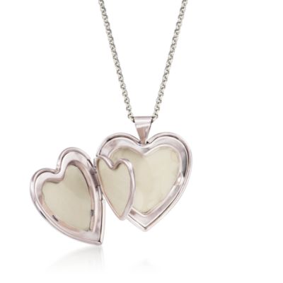 Engravable Heart Locket Pendant Necklace in Sterling Silver &mdash; Alt Image 3