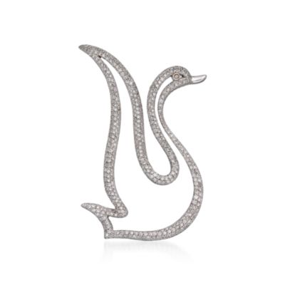 C. 2000 Vintage 2.50 ct. t.w. Diamond Swan Pin in 14kt White Gold. Pin &mdash; Alt Image 1