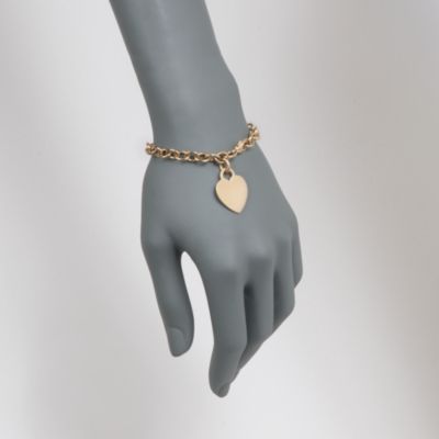 C. 2000 Vintage Tiffany Jewelry 18kt Yellow Gold Heart Charm Bracelet. 7.25" &mdash; Alt Image 2