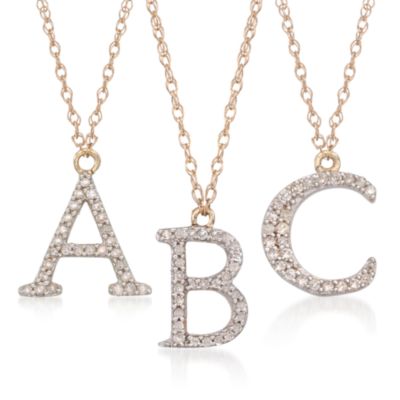 .10 ct. t.w. Diamond Initial Necklaces in 14kt Yellow Gold &mdash; Alt Image 3