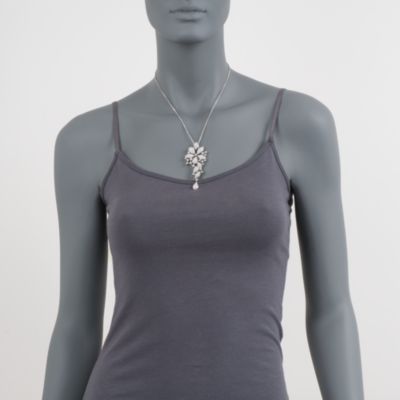 C. 1990 Vintage 5.75 ct. t.w. Floral Pave Diamond Pendant Necklace in 18kt White Gold. 18" &mdash; Alt Image 2