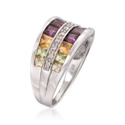 2.00 ct. t.w. Multicolored Gemstone Ring With Diamonds in Sterling Silver &mdash; Alt Image 3