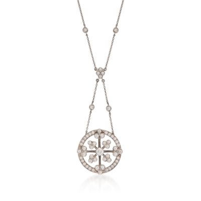 C. 1990 Vintage 1.65 ct. t.w. Diamond Openwork Circle Necklace in Platinum. 15.5" &mdash; Alt Image 1