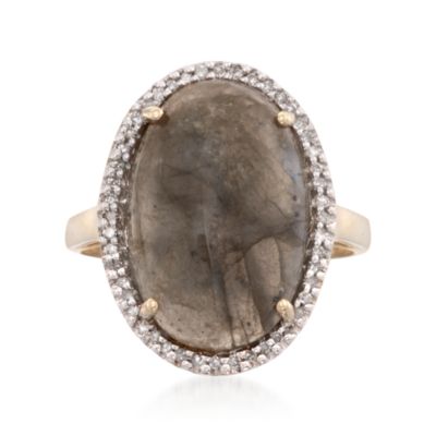 Labradorite and .16 ct. t.w. Diamond Ring in 14kt Yellow Gold &mdash; Alt Image 1