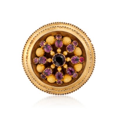 C. 1910 Vintage 6.35 ct. t.w. Garnet Pin and Earring Set in 14kt and 18kt Yellow Gold &mdash; Alt Image 4