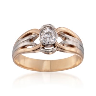 C. 1930 Vintage .50 Carat Diamond Ring in 14kt Two-Tone Gold. Size 10 &mdash; Alt Image 1