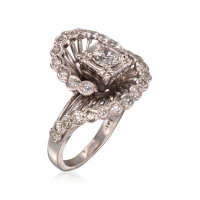 C. 1970 Vintage .85 ct. t.w. Diamond Swirl Ring in 14kt White Gold. Size 4 &mdash; Alt Image 3