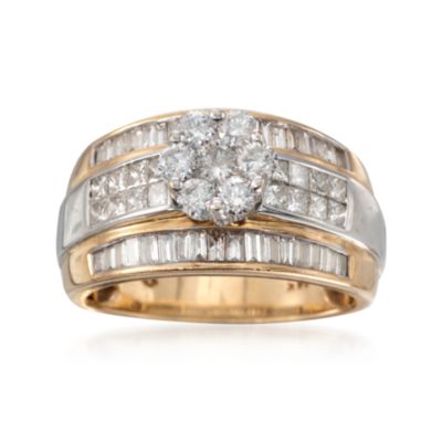 C. 1990 Vintage 1.85 ct. t.w. Diamond Wedding Ring Set in 14kt Two-Tone Gold. Size 6.75 &mdash; Alt Image 1
