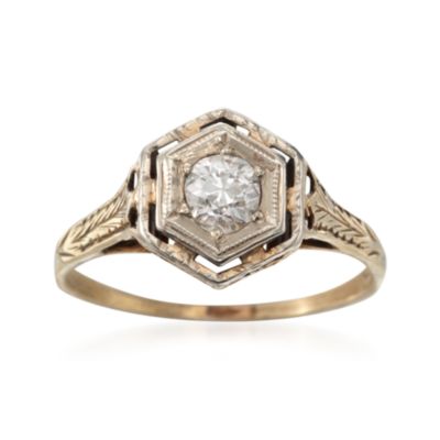C.1950 Vintage .25 Carat Diamond Solitaire Ring in 14kt Yellow Gold. Size 6 &mdash; Alt Image 1
