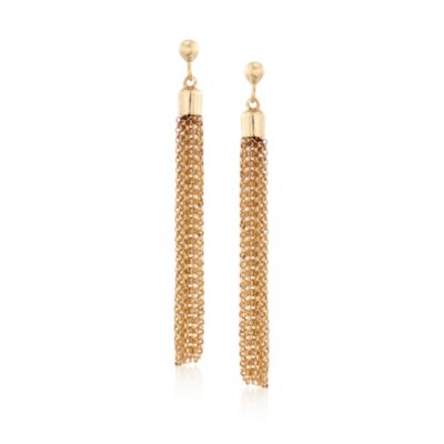 Italian 14kt Yellow Gold Tassel Drop Earrings &mdash; Alt Image 1