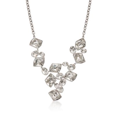 Swarovski® Crystal Bib Necklace in Sterling Silver &mdash; Alt Image 1