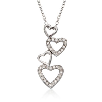 .50 ct. t.w. Diamond Hearts Pendant Necklace in Sterling Silver. 18" &mdash; Alt Image 1